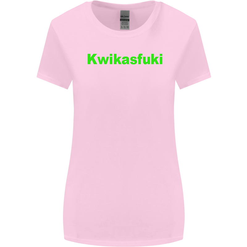Kwikasfuki Superbike Funny Biker Motorcycle Womens Wider Cut T-Shirt Light Pink