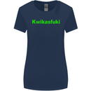 Kwikasfuki Superbike Funny Biker Motorcycle Womens Wider Cut T-Shirt Navy Blue