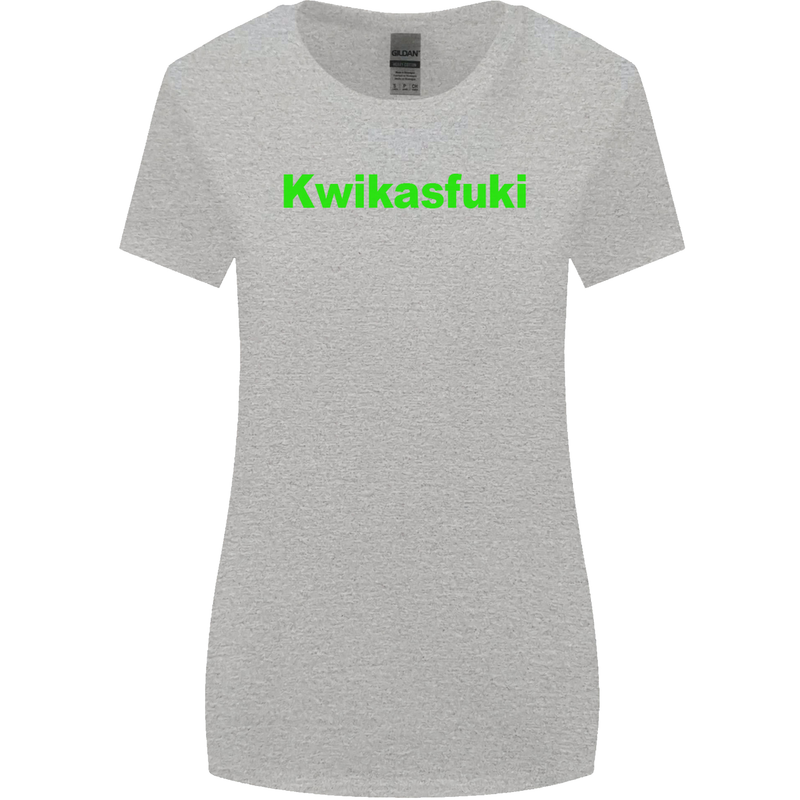 Kwikasfuki Superbike Funny Biker Motorcycle Womens Wider Cut T-Shirt Sports Grey