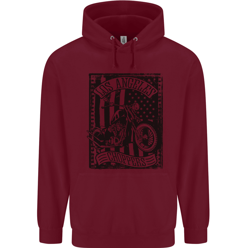 LA Choppers Motorcycle Motorbike Biker Childrens Kids Hoodie Maroon