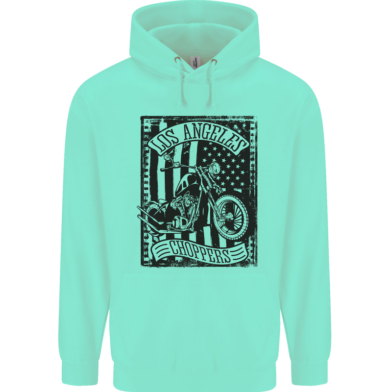 LA Choppers Motorcycle Motorbike Biker Childrens Kids Hoodie Peppermint