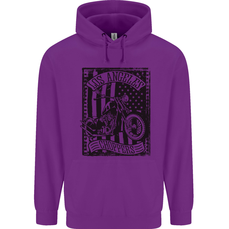LA Choppers Motorcycle Motorbike Biker Childrens Kids Hoodie Purple
