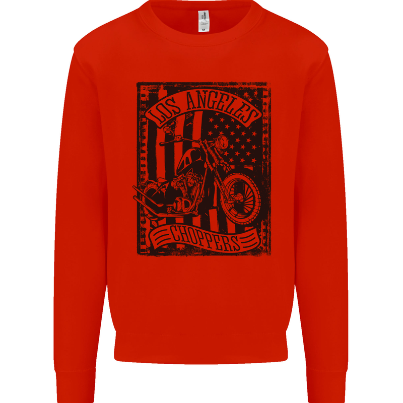 LA Choppers Motorcycle Motorbike Biker Kids Sweatshirt Jumper Bright Red