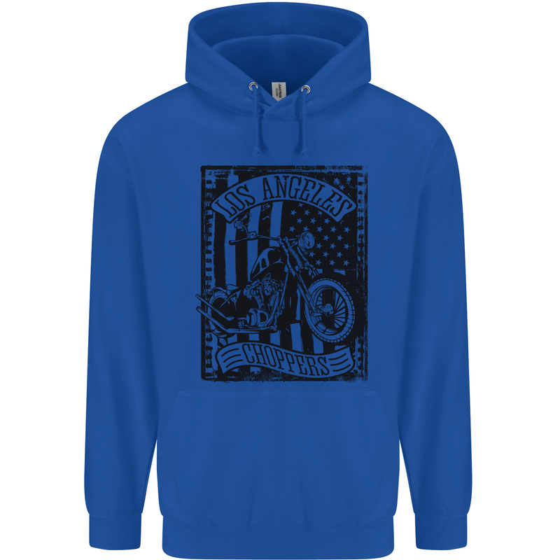 LA Choppers Motorcycle Motorbike Biker Mens 80% Cotton Hoodie Royal Blue