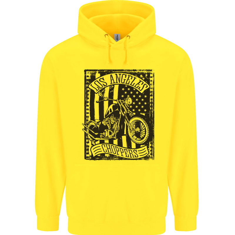 LA Choppers Motorcycle Motorbike Biker Mens 80% Cotton Hoodie Yellow