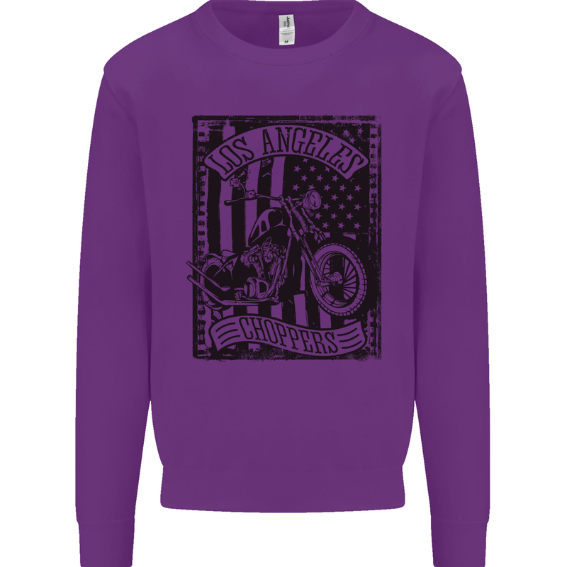 LA Choppers Motorcycle Motorbike Biker Mens Sweatshirt Jumper Purple