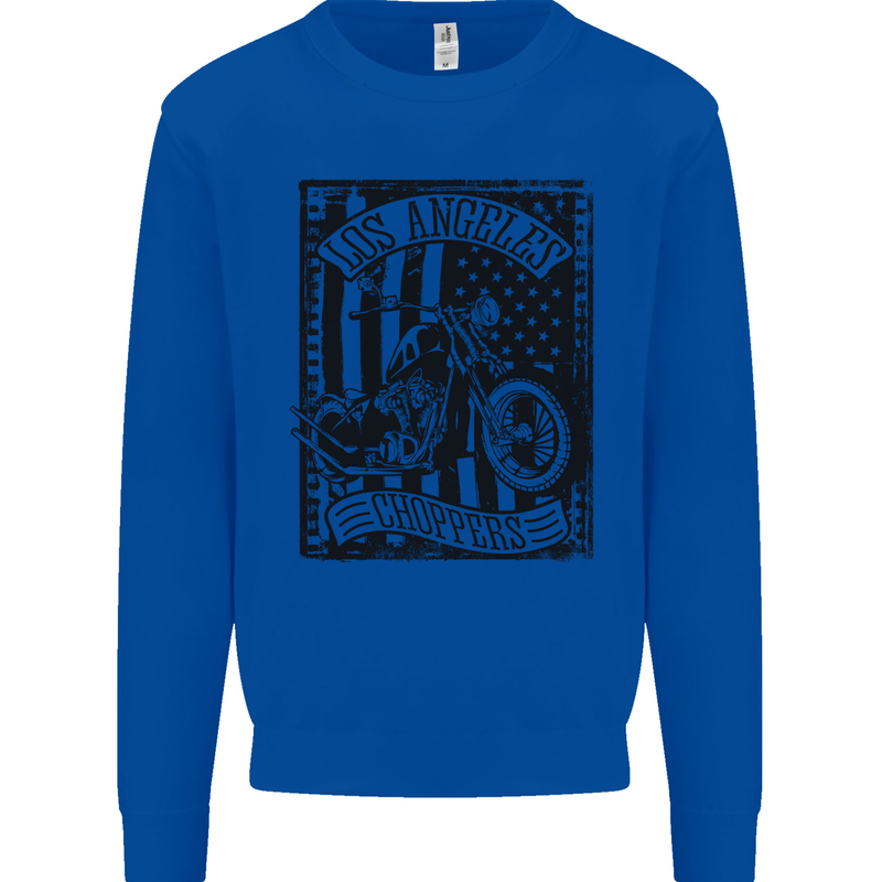 LA Choppers Motorcycle Motorbike Biker Mens Sweatshirt Jumper Royal Blue