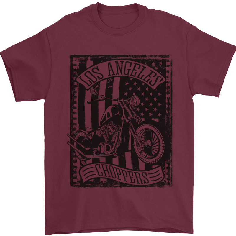 LA Choppers Motorcycle Motorbike Biker Mens T-Shirt Cotton Gildan Maroon