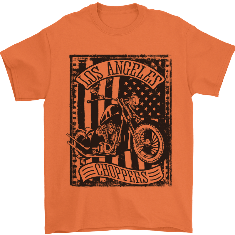 LA Choppers Motorcycle Motorbike Biker Mens T-Shirt Cotton Gildan Orange