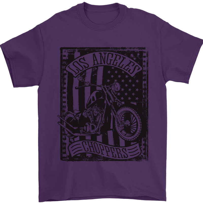 LA Choppers Motorcycle Motorbike Biker Mens T-Shirt Cotton Gildan Purple