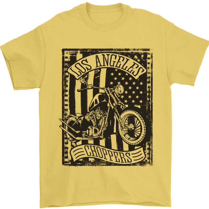 LA Choppers Motorcycle Motorbike Biker Mens T-Shirt Cotton Gildan Yellow