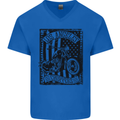 LA Choppers Motorcycle Motorbike Biker Mens V-Neck Cotton T-Shirt Royal Blue
