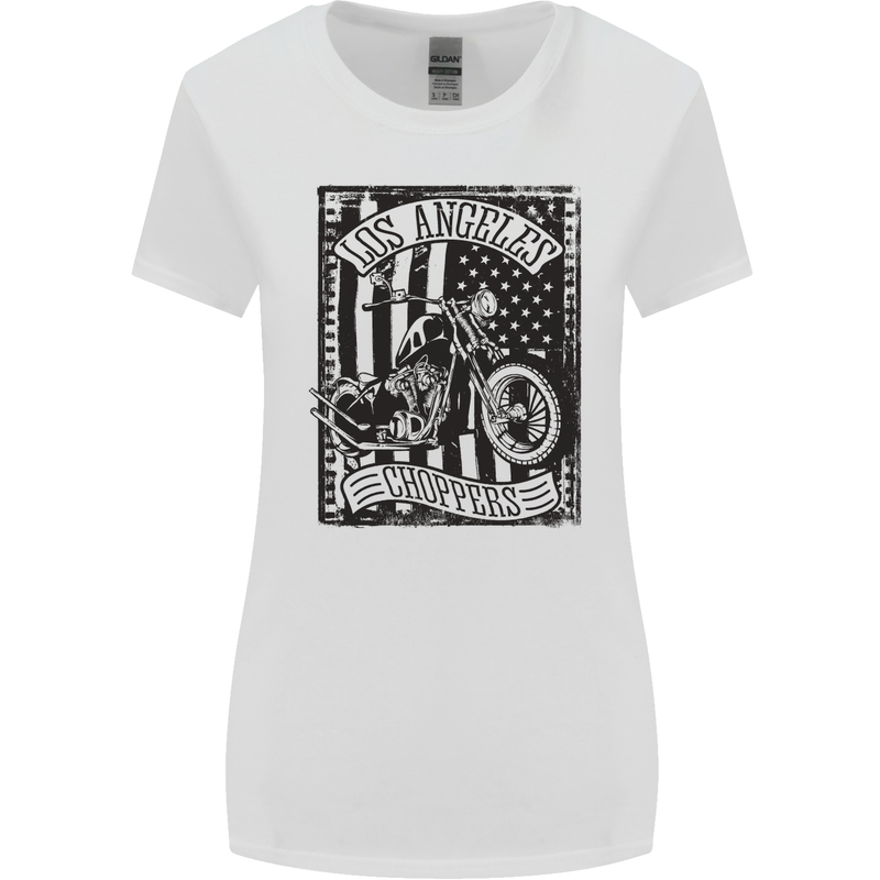 LA Choppers Motorcycle Motorbike Biker Womens Wider Cut T-Shirt White