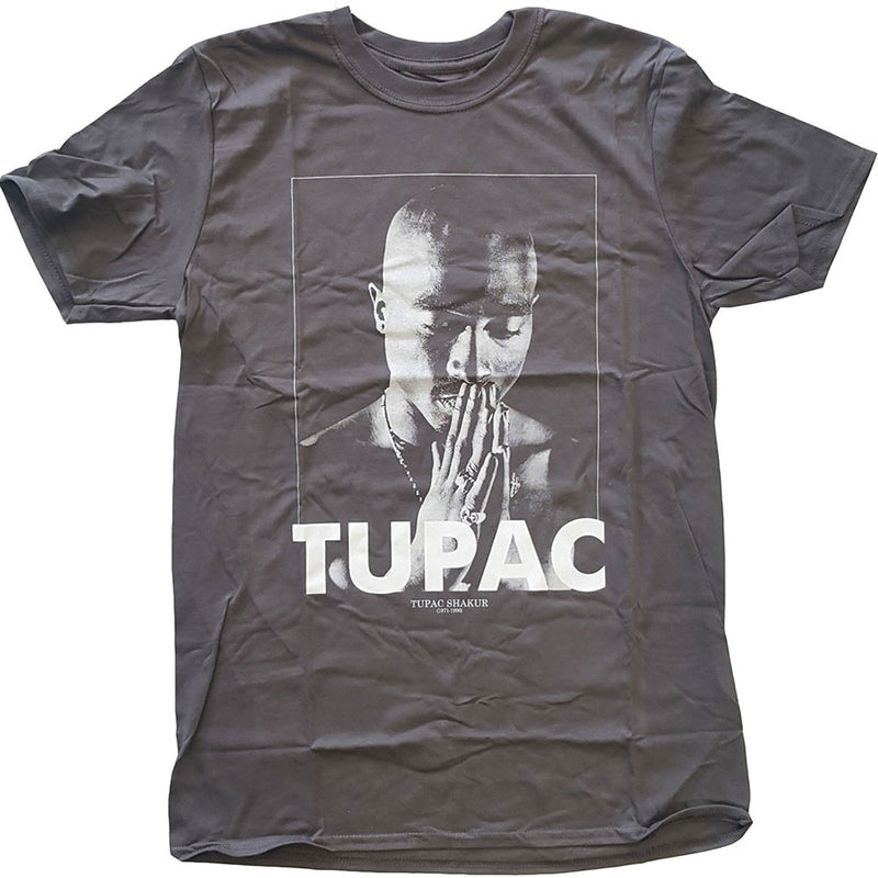 Tupac praying mens charcoal music t-shirt urban and hip hop artist