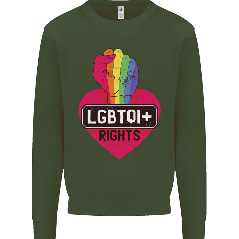 LGBTQI+ Rights Gay Pride Awareness LGBT Kids Sweatshirt Jumper Forest Green