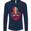 LGBTQI+ Rights Gay Pride Awareness LGBT Mens Long Sleeve T-Shirt Navy Blue