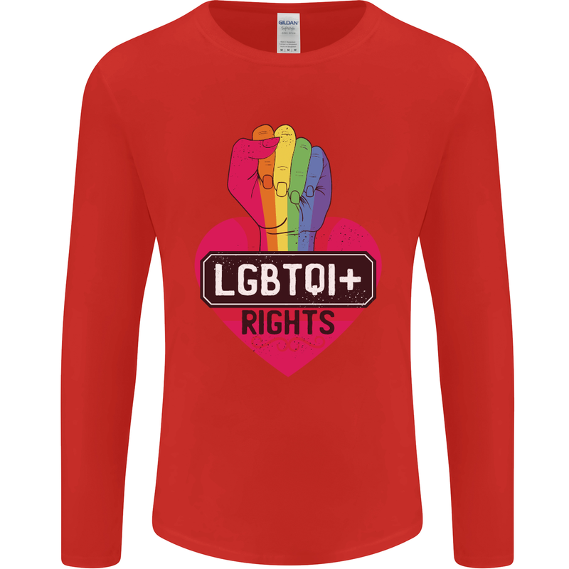 LGBTQI+ Rights Gay Pride Awareness LGBT Mens Long Sleeve T-Shirt Red