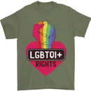 LGBTQI+ Rights Gay Pride Awareness LGBT Mens T-Shirt Cotton Gildan Military Green