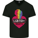LGBTQI+ Rights Gay Pride Awareness LGBT Mens V-Neck Cotton T-Shirt Black