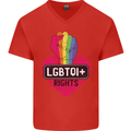 LGBTQI+ Rights Gay Pride Awareness LGBT Mens V-Neck Cotton T-Shirt Red
