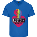 LGBTQI+ Rights Gay Pride Awareness LGBT Mens V-Neck Cotton T-Shirt Royal Blue