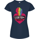 LGBTQI+ Rights Gay Pride Awareness LGBT Womens Petite Cut T-Shirt Navy Blue