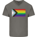 LGBTQ Flag Gay Pride Awareness Day LGBTQ Mens V-Neck Cotton T-Shirt Charcoal