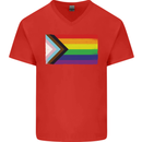 LGBTQ Flag Gay Pride Awareness Day LGBTQ Mens V-Neck Cotton T-Shirt Red