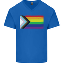 LGBTQ Flag Gay Pride Awareness Day LGBTQ Mens V-Neck Cotton T-Shirt Royal Blue