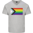 LGBTQ Flag Gay Pride Awareness Day LGBTQ Mens V-Neck Cotton T-Shirt Sports Grey