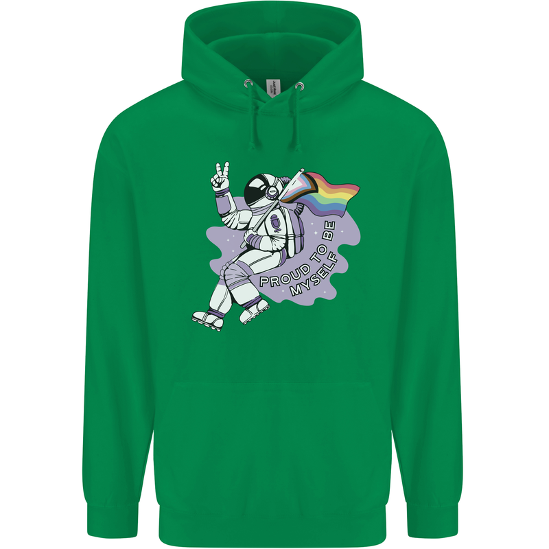 LGBT Astronaut Proud to Be Myself Childrens Kids Hoodie Irish Green
