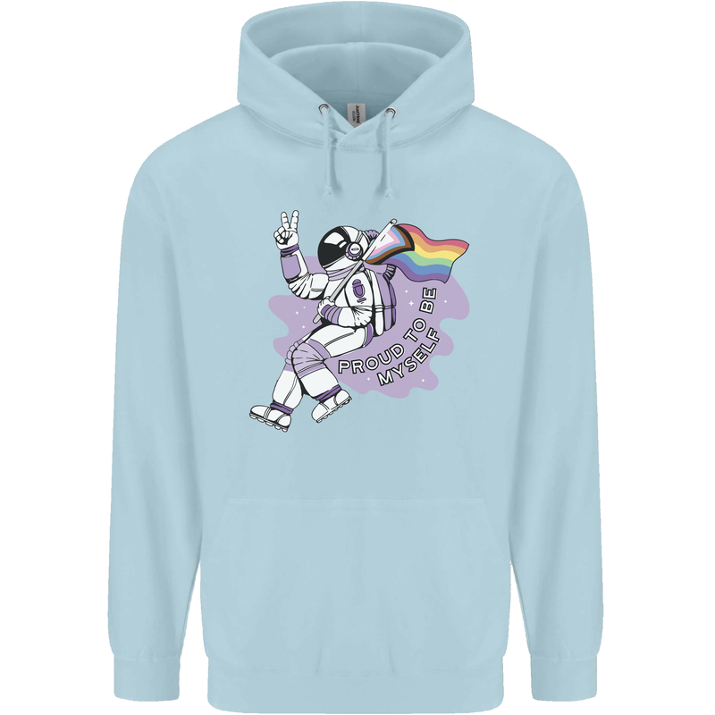 LGBT Astronaut Proud to Be Myself Childrens Kids Hoodie Light Blue