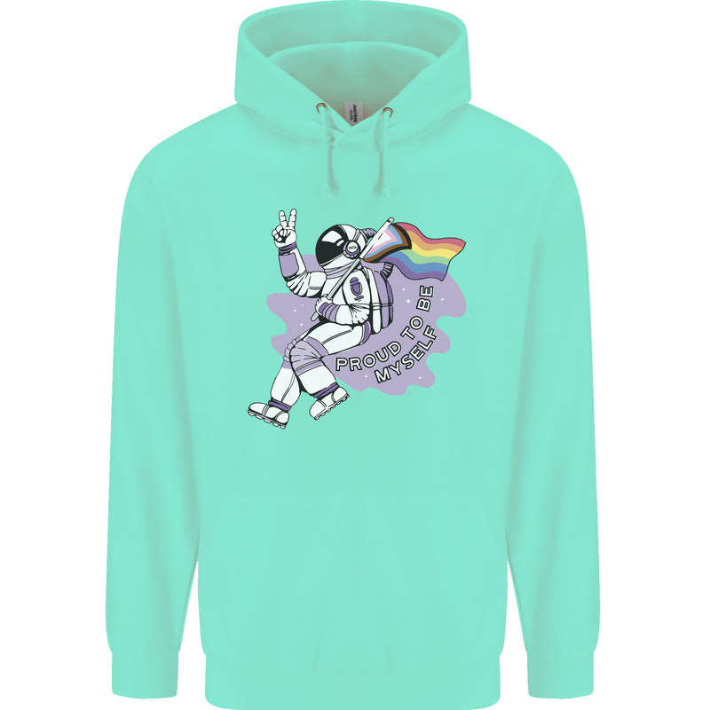 LGBT Astronaut Proud to Be Myself Childrens Kids Hoodie Peppermint