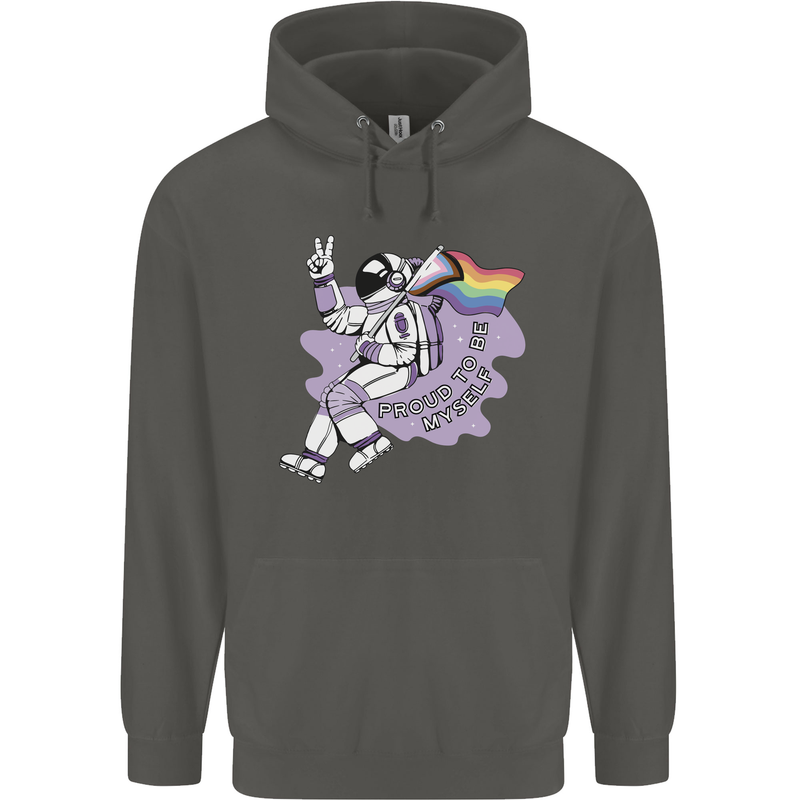 LGBT Astronaut Proud to Be Myself Childrens Kids Hoodie Storm Grey