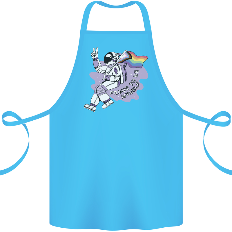 LGBT Astronaut Proud to Be Myself Cotton Apron 100% Organic Turquoise
