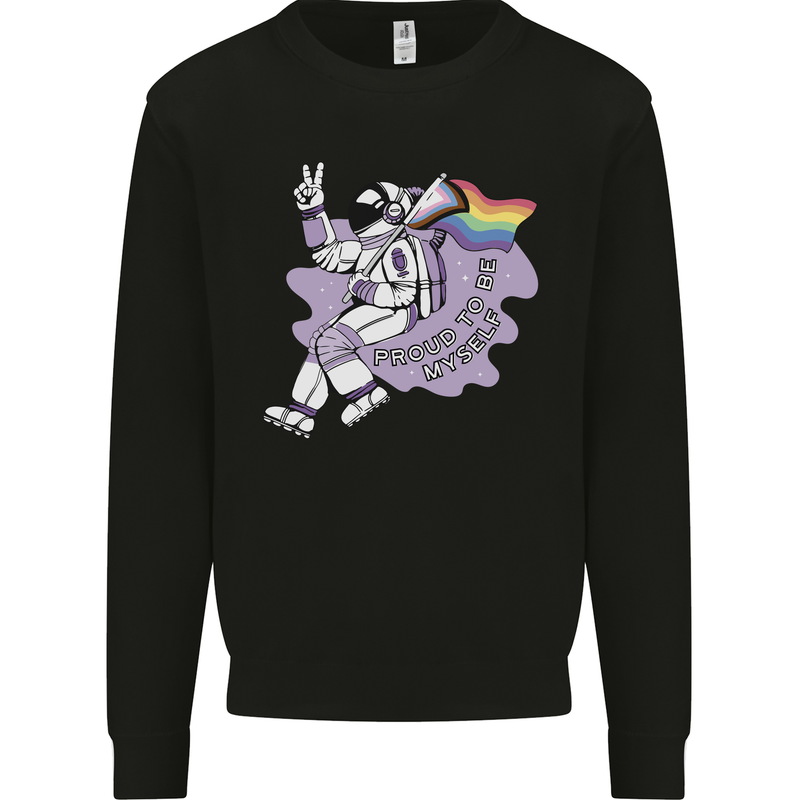 LGBT Astronaut Proud to Be Myself Kids Sweatshirt Jumper Black