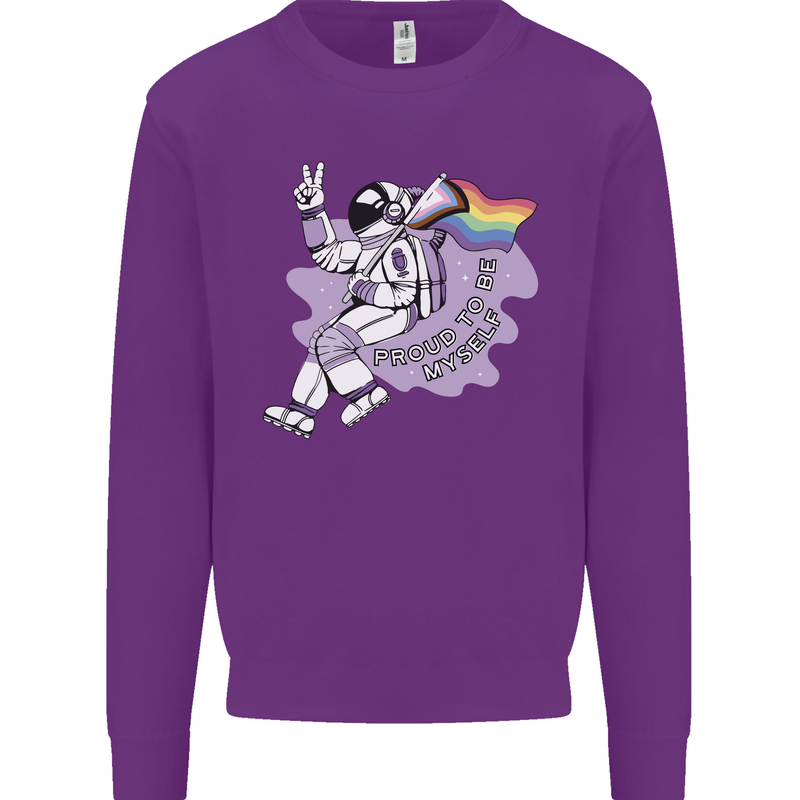 LGBT Astronaut Proud to Be Myself Kids Sweatshirt Jumper Purple
