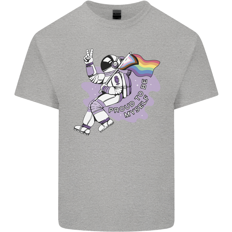 LGBT Astronaut Proud to Be Myself Kids T-Shirt Childrens Sports Grey