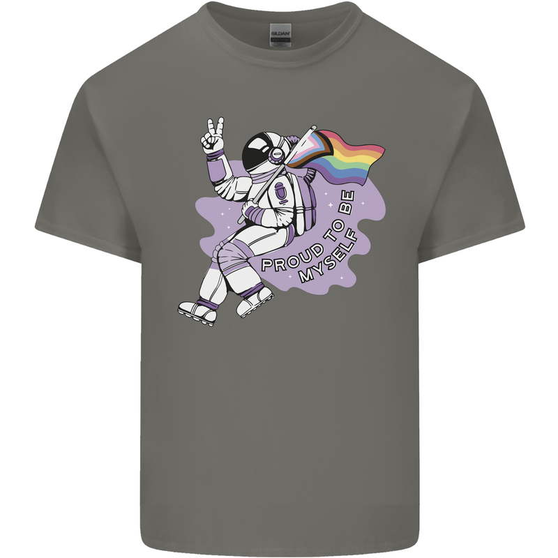 LGBT Astronaut Proud to Be Myself Mens Cotton T-Shirt Tee Top Charcoal