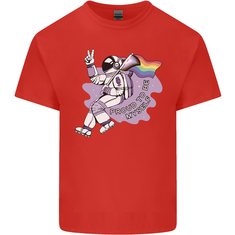 LGBT Astronaut Proud to Be Myself Mens Cotton T-Shirt Tee Top Red