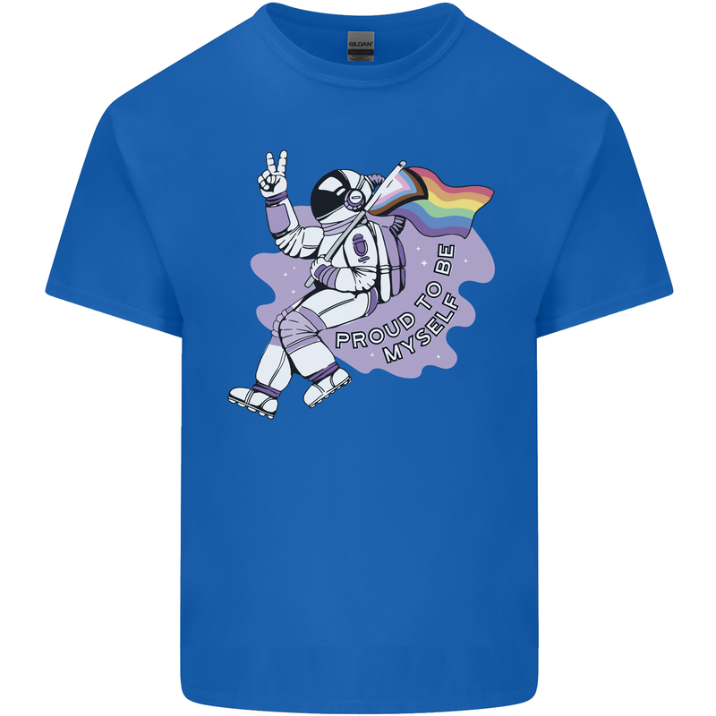 LGBT Astronaut Proud to Be Myself Mens Cotton T-Shirt Tee Top Royal Blue