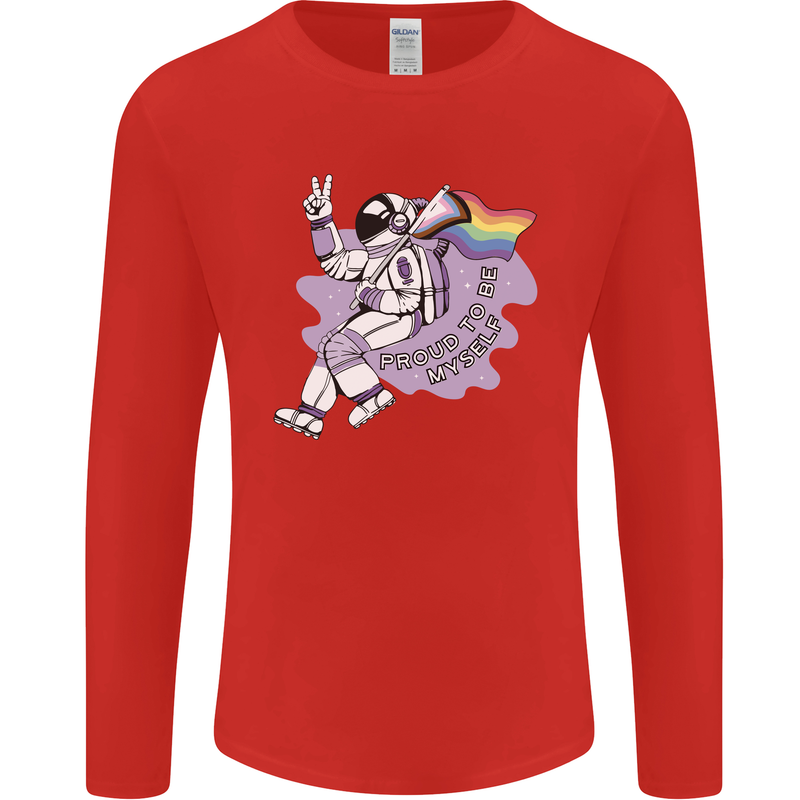 LGBT Astronaut Proud to Be Myself Mens Long Sleeve T-Shirt Red