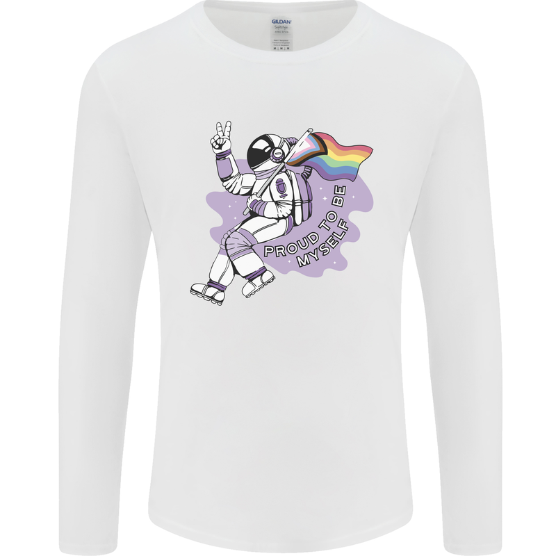 LGBT Astronaut Proud to Be Myself Mens Long Sleeve T-Shirt White