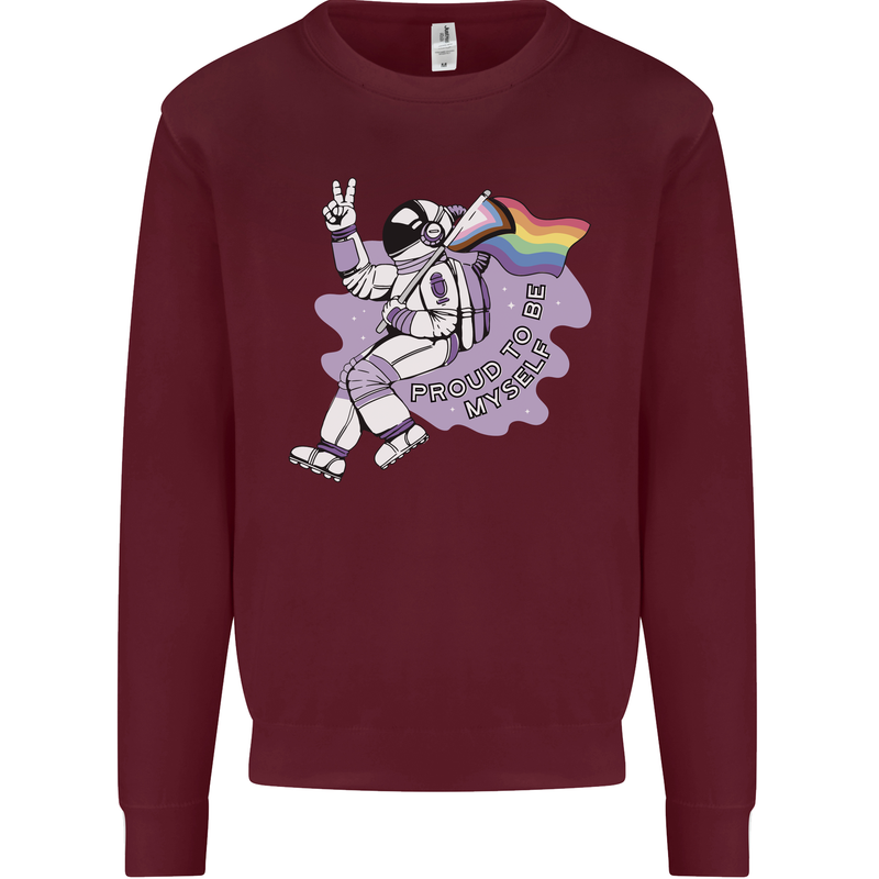 LGBT Astronaut Proud to Be Myself Mens Sweatshirt Jumper Maroon