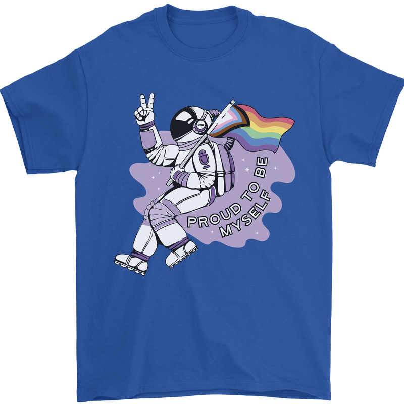 LGBT Astronaut Proud to Be Myself Mens T-Shirt Cotton Gildan Royal Blue