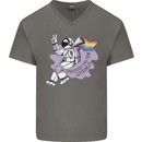 LGBT Astronaut Proud to Be Myself Mens V-Neck Cotton T-Shirt Charcoal