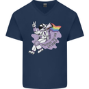LGBT Astronaut Proud to Be Myself Mens V-Neck Cotton T-Shirt Navy Blue