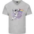LGBT Astronaut Proud to Be Myself Mens V-Neck Cotton T-Shirt Sports Grey