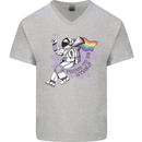 LGBT Astronaut Proud to Be Myself Mens V-Neck Cotton T-Shirt Sports Grey