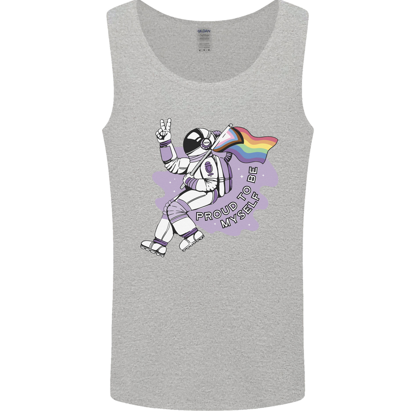 LGBT Astronaut Proud to Be Myself Mens Vest Tank Top Sports Grey